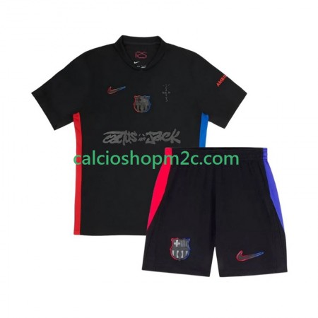 Barcellona TRAVIS SCOTT Bambino Maglia Trasferta 2024/2025 Manica Corta